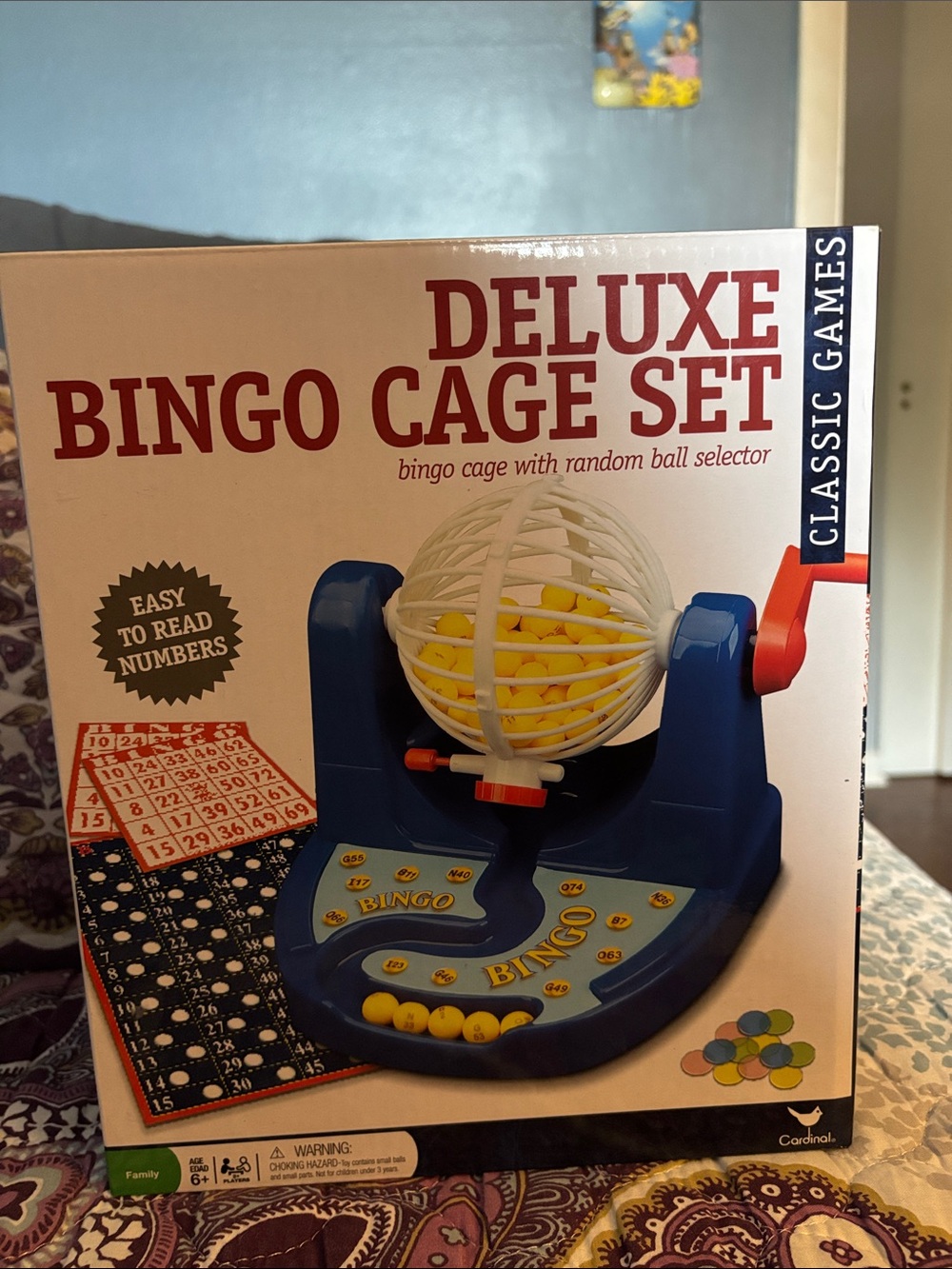 Classic Deluxe Bingo Cage Set - Blue & Yellow